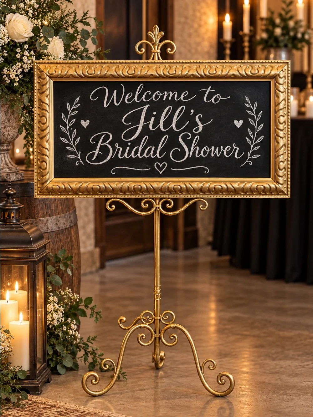 Gold Ornate Wood Framed Chalkboard Sign